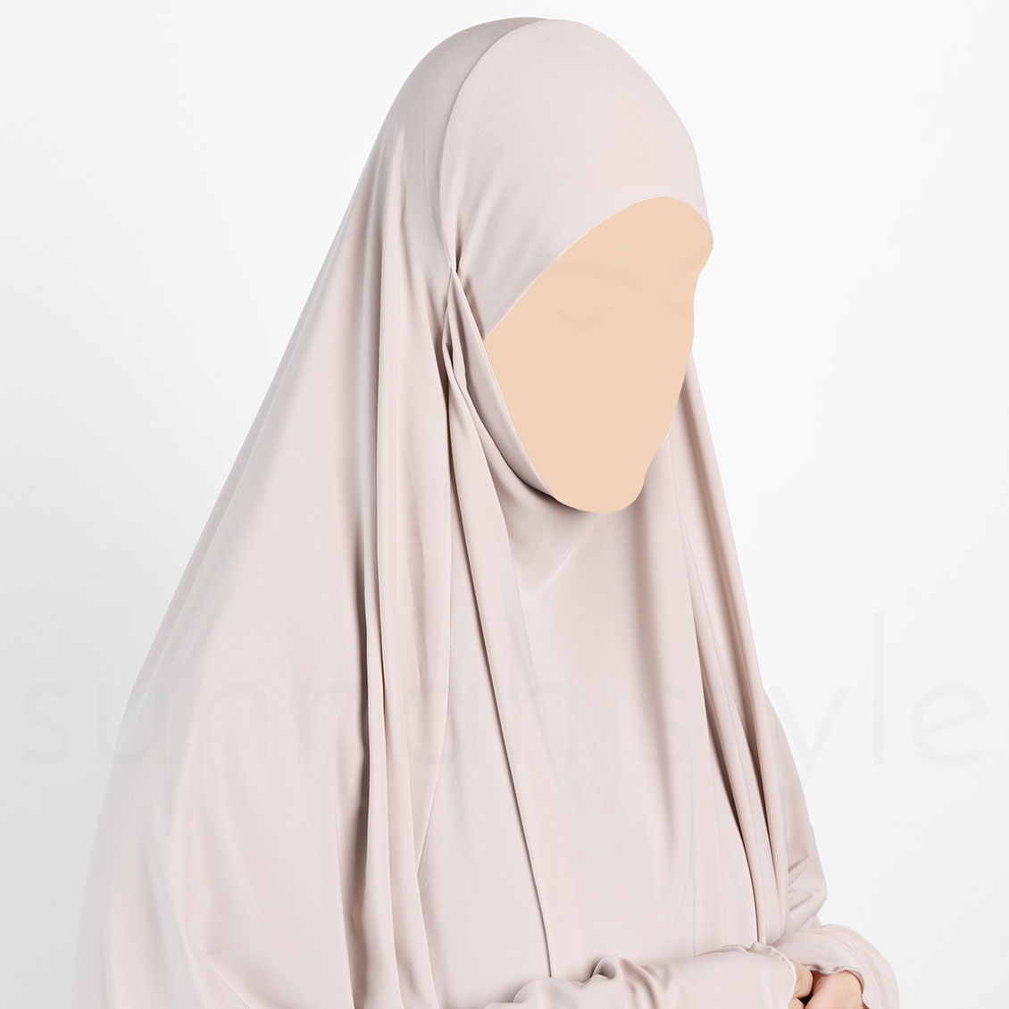 Sunnah Style Jersey Khimar Thigh Length Latte